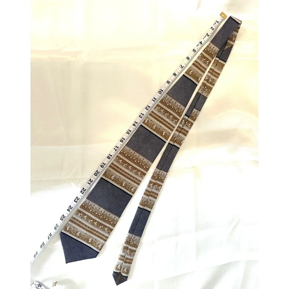 EMILIO PONTI NECKTIE TIE BLACK BROWN GOLD 4 X 58